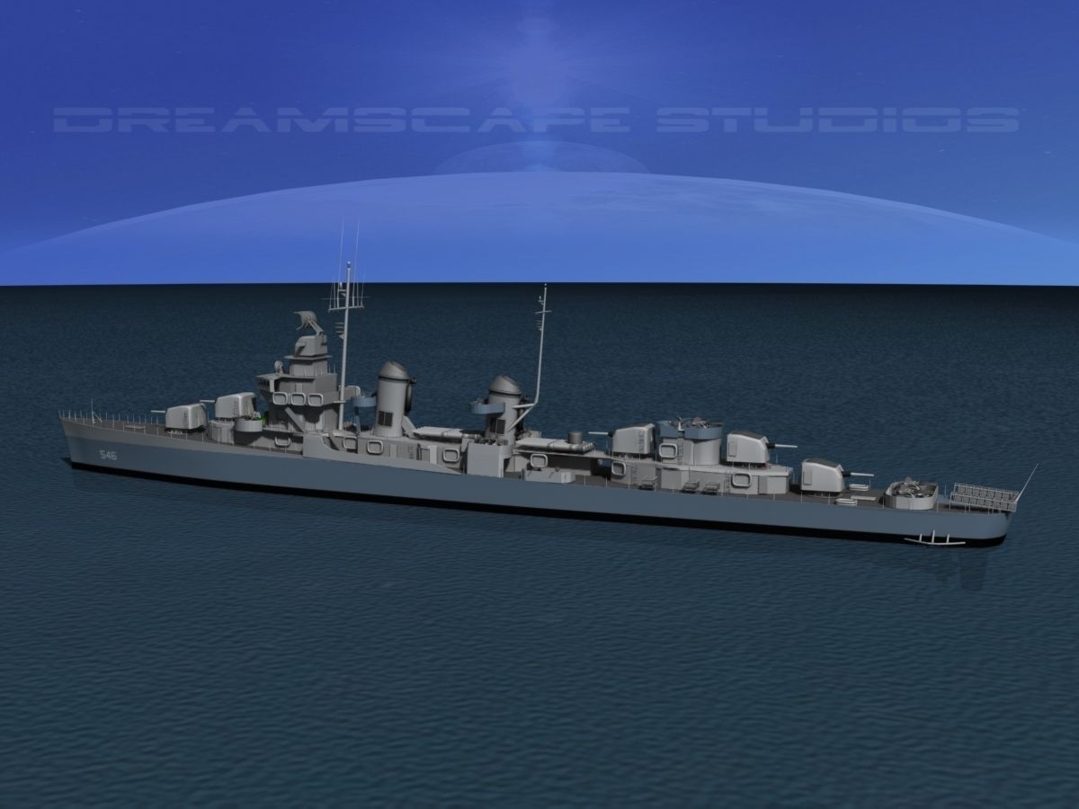 Fletcher Class Destroyer DD-546 USS Brown 3D model_4
