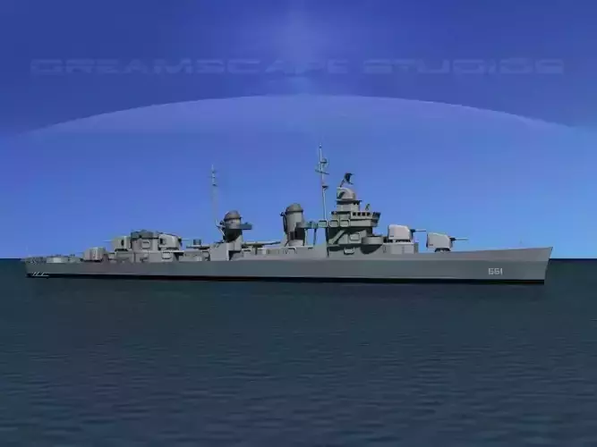 Fletcher Class Destroyer DD-661 USS Kidd 3D model