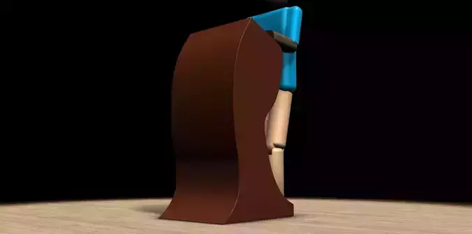 Podium wooden with light 3D model