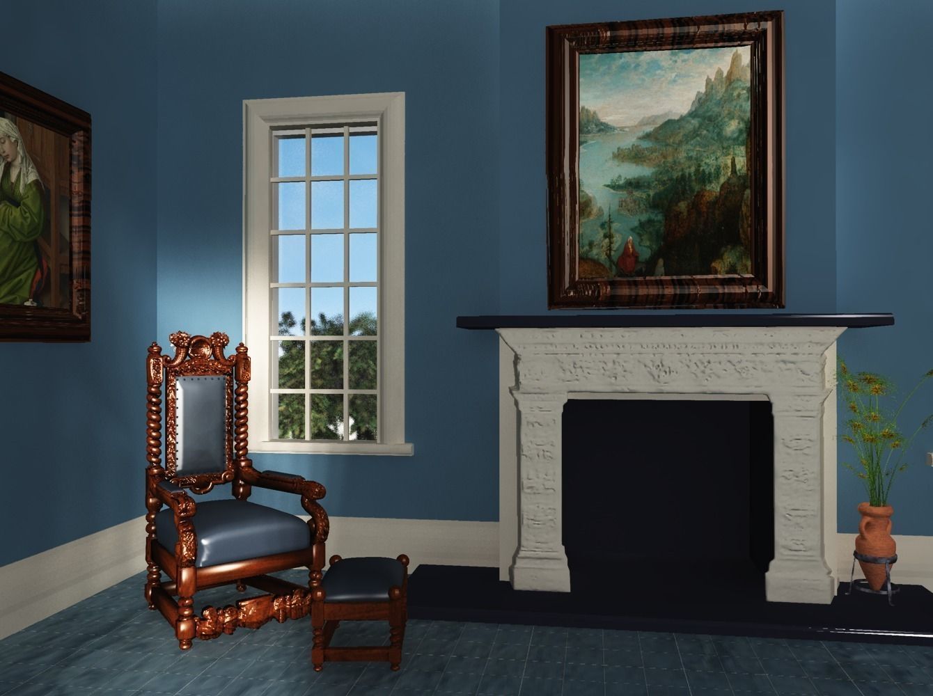 Antique Throne Chair 3D model_4