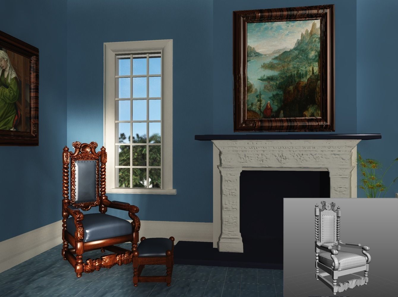 Antique Throne Chair 3D model_0