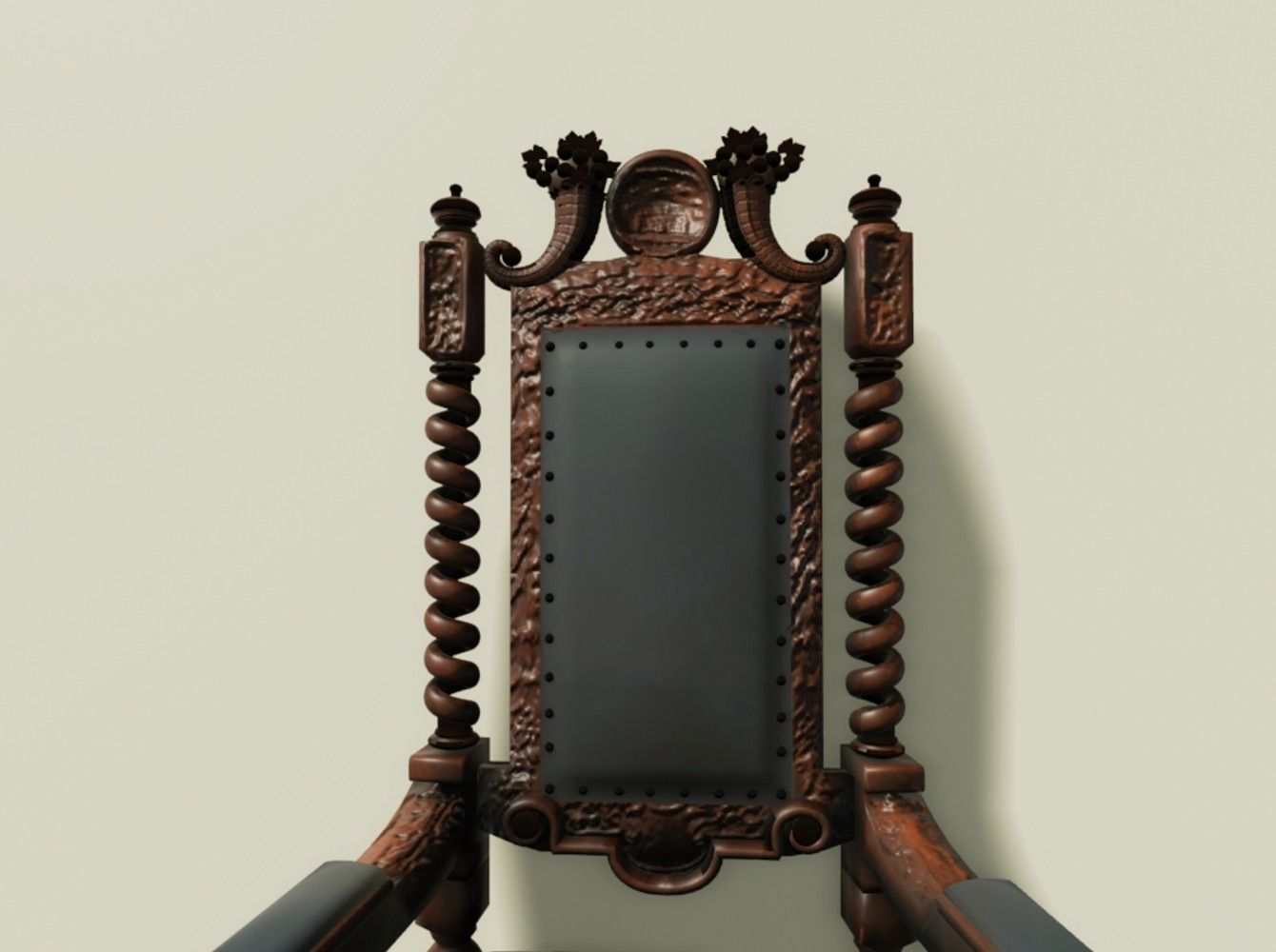 Antique Throne Chair 3D model_2
