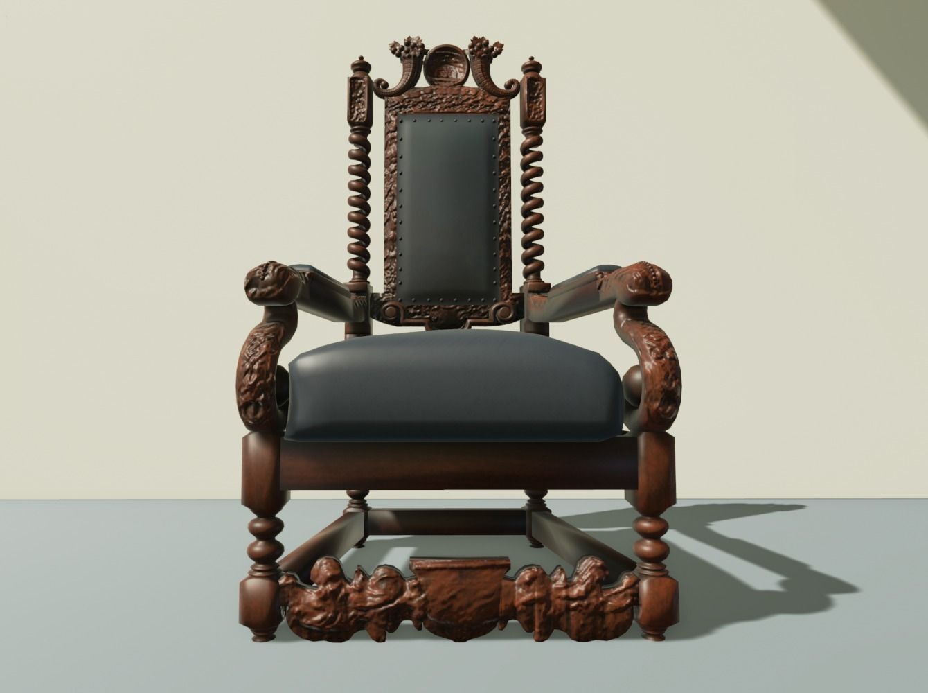 Antique Throne Chair 3D model_1