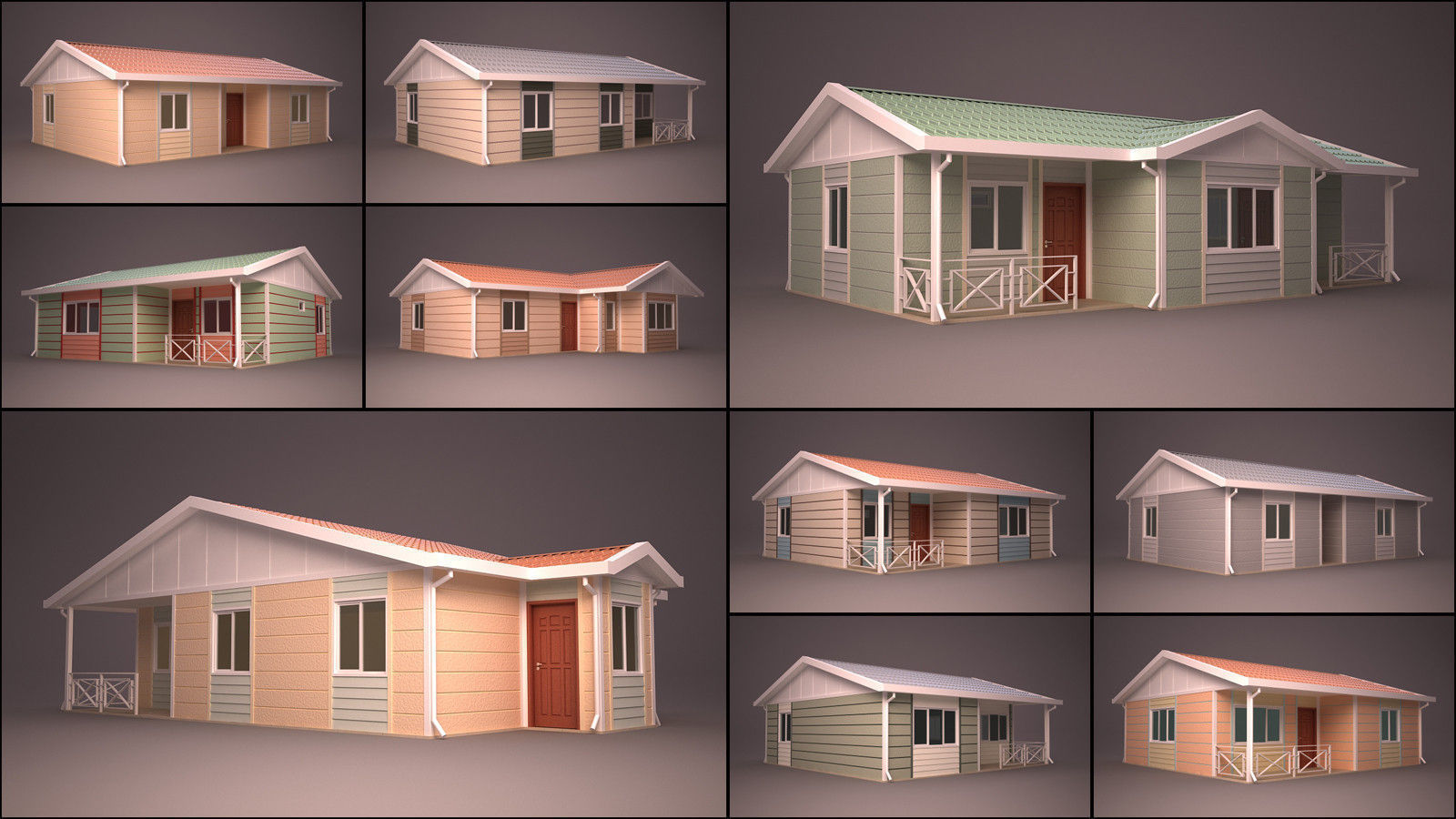 HOME COLLECTION 4 house with roof 3D model_2