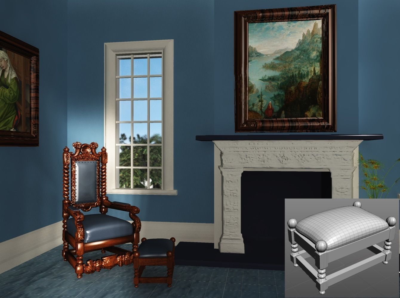 Antique Throne Ottoman Free 3D model