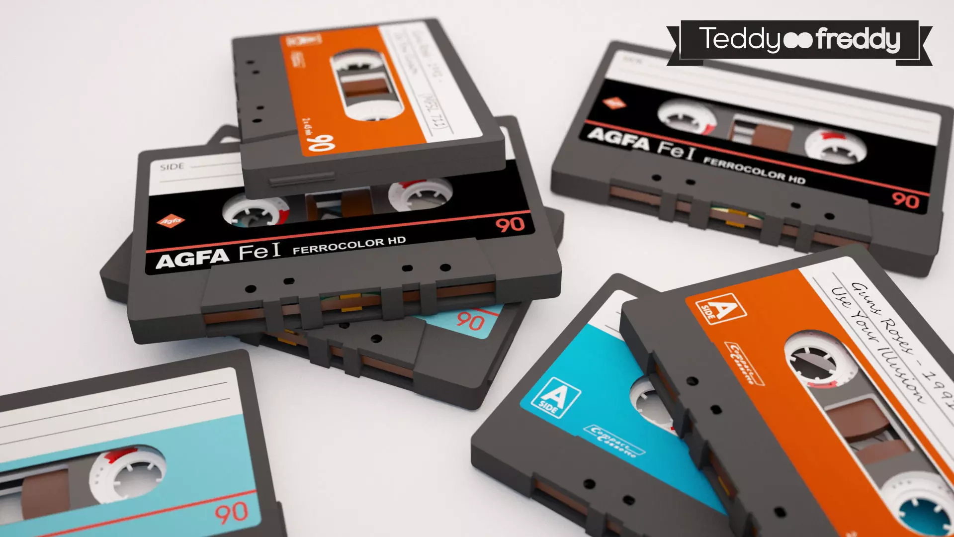 Audio cassettes Alfa 90 3D model_0