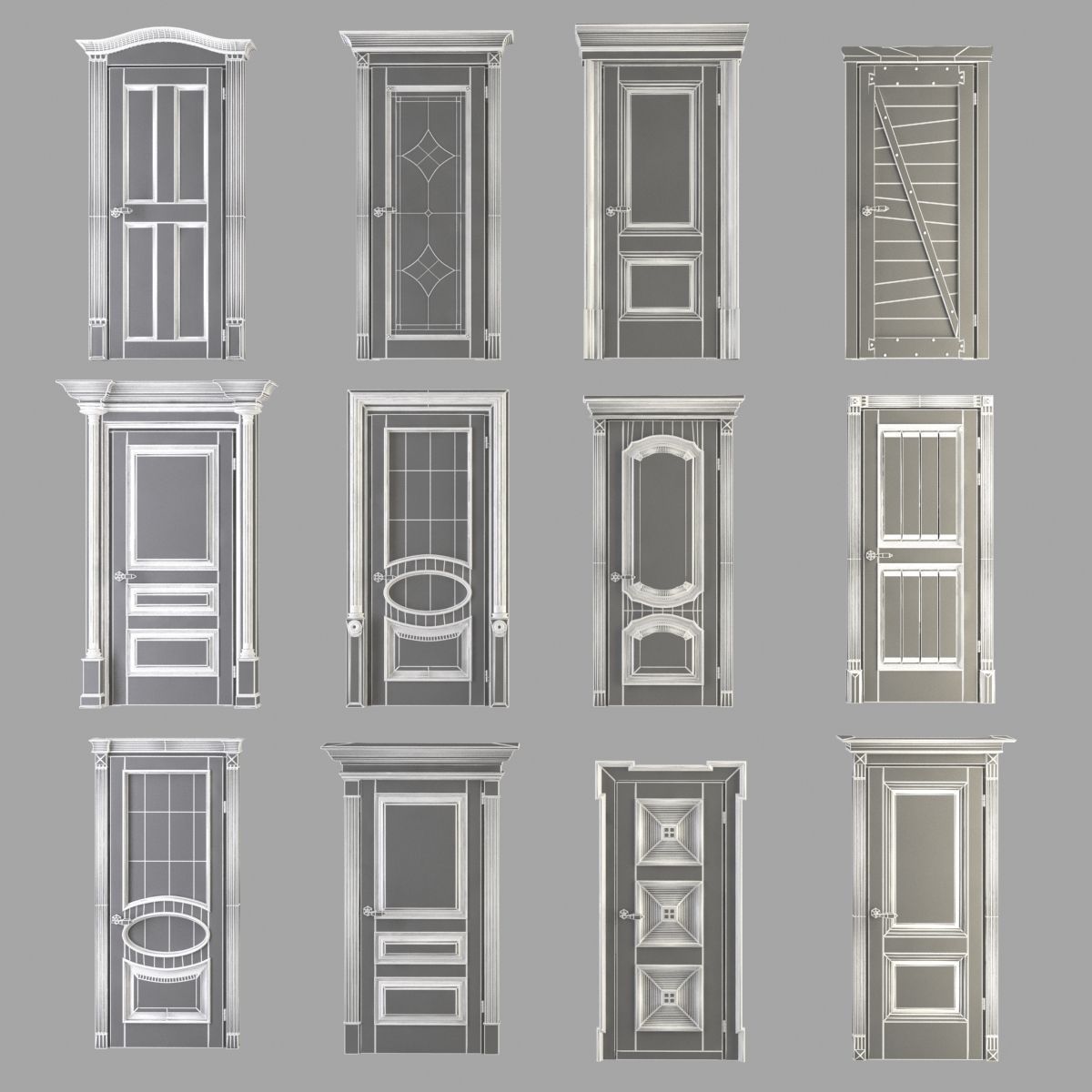 Classic Doors Collection 3D model_11