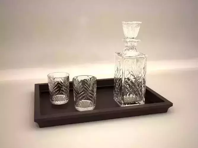 Bottle of whiskey with glasses