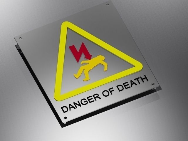warning electricity danger sign  3D print model_0