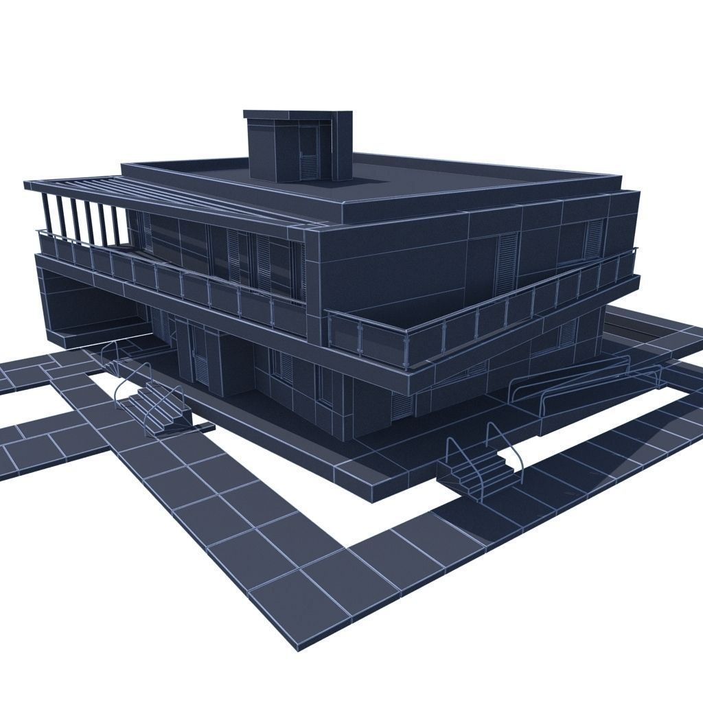 Modern Minimalistic House 3D model_4