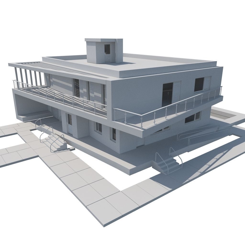 Modern Minimalistic House 3D model_5