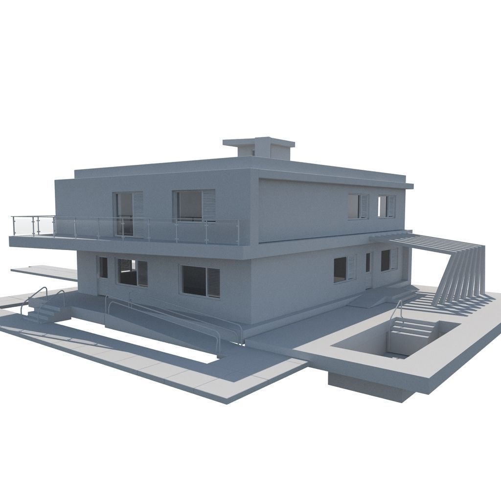 Modern Minimalistic House 3D model_2