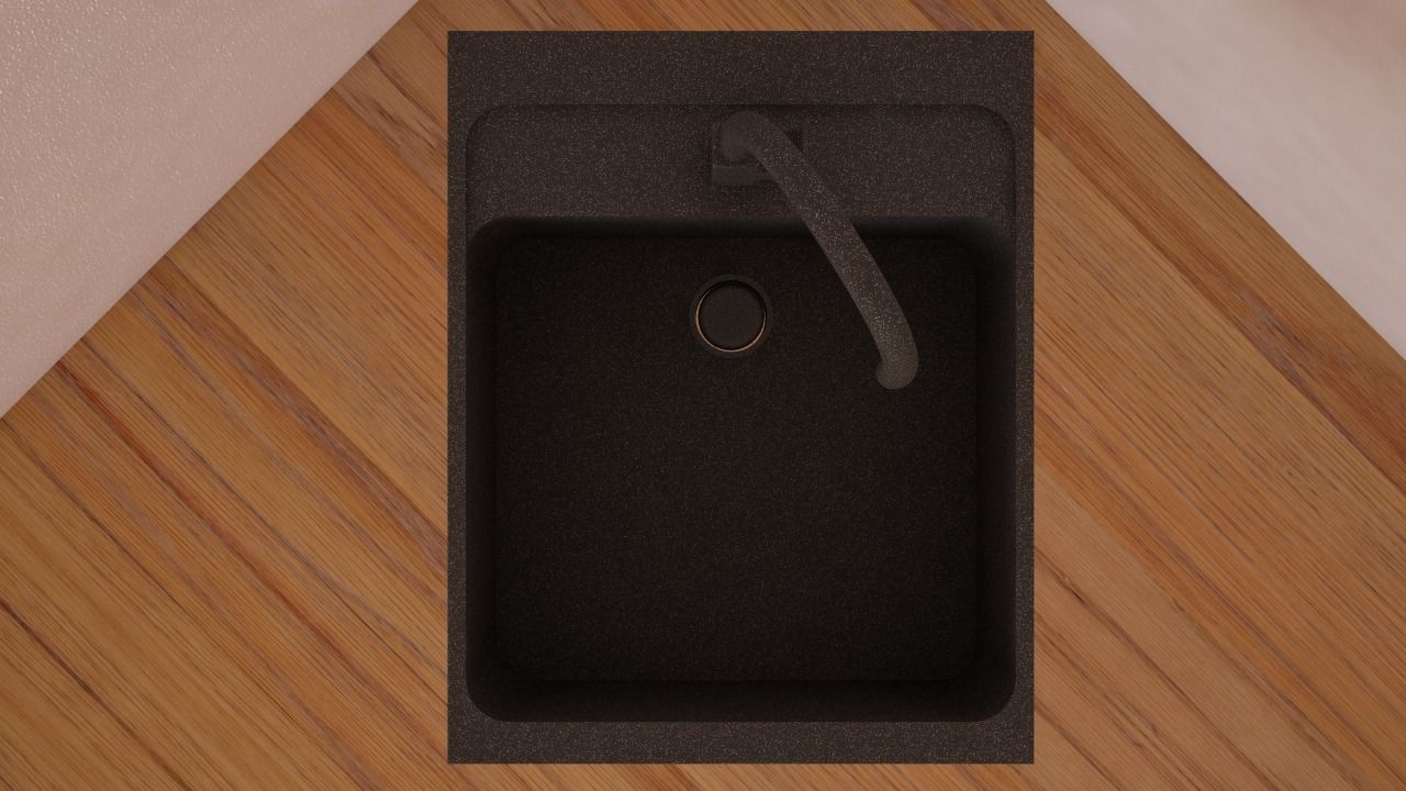 Granite kitchen sink single Free 3D model_2