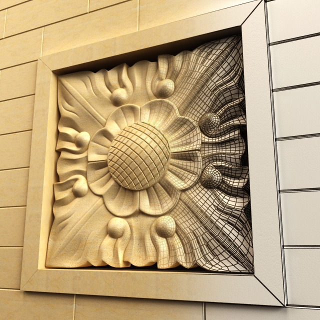 Carving of flower 3D model_1