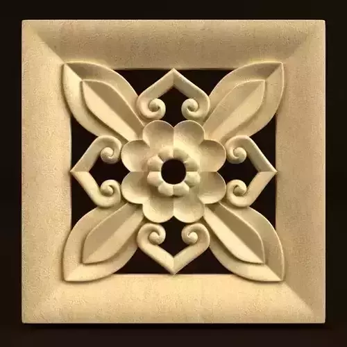 Carving of flower in square frame
