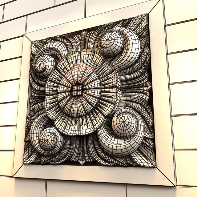 Carving wood with flower 3D model_3