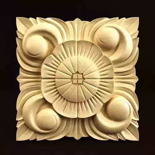 Carving wood with flower
