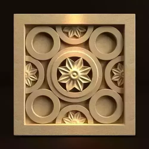 Carving wooden panel with circular design