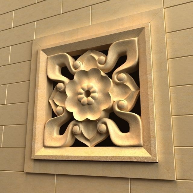 Carving stone of flower 3D model_1