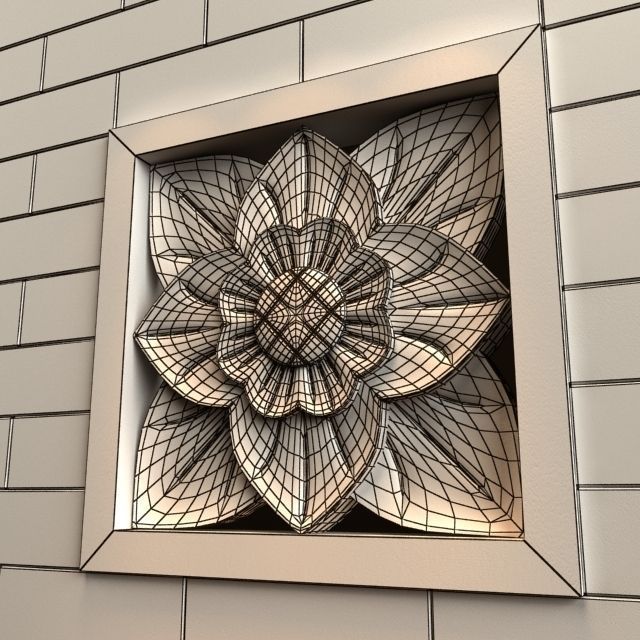 Carving wooden flower 3D model_2