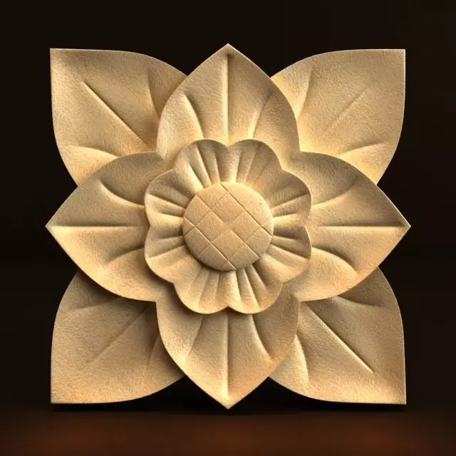 Carving wooden flower 3D model_0