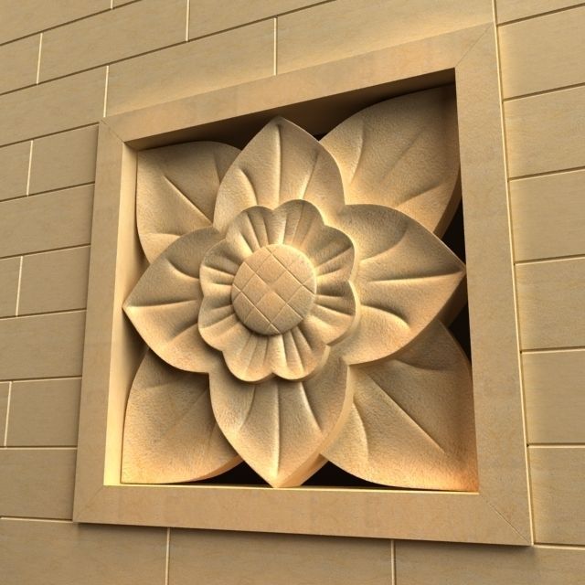 Carving wooden flower 3D model_1