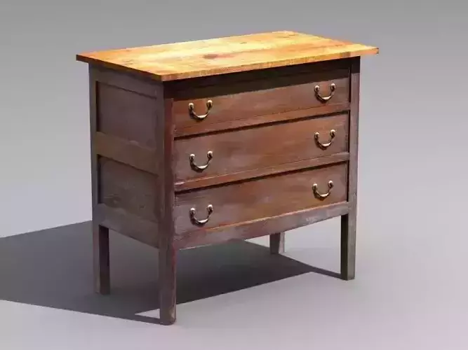 Old wooden table Low-poly 3D model