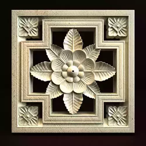 Carving flower in decorative frame