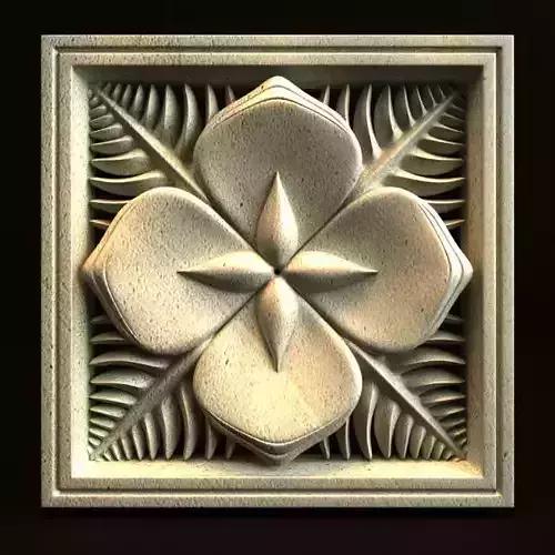 Carving flower in shape of square