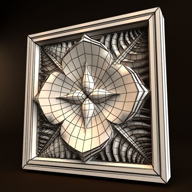 Carving flower in shape of square 3D model_1