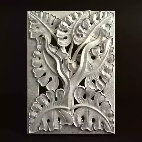 Carving wall plaque with leaves