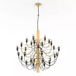 Lamp chandelier made of gold 3D model_0