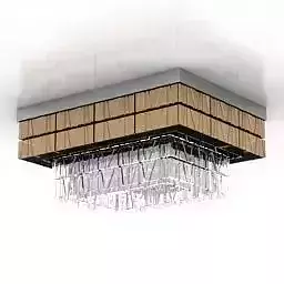 Lamp ceiling light with wooden frame and clear crystals