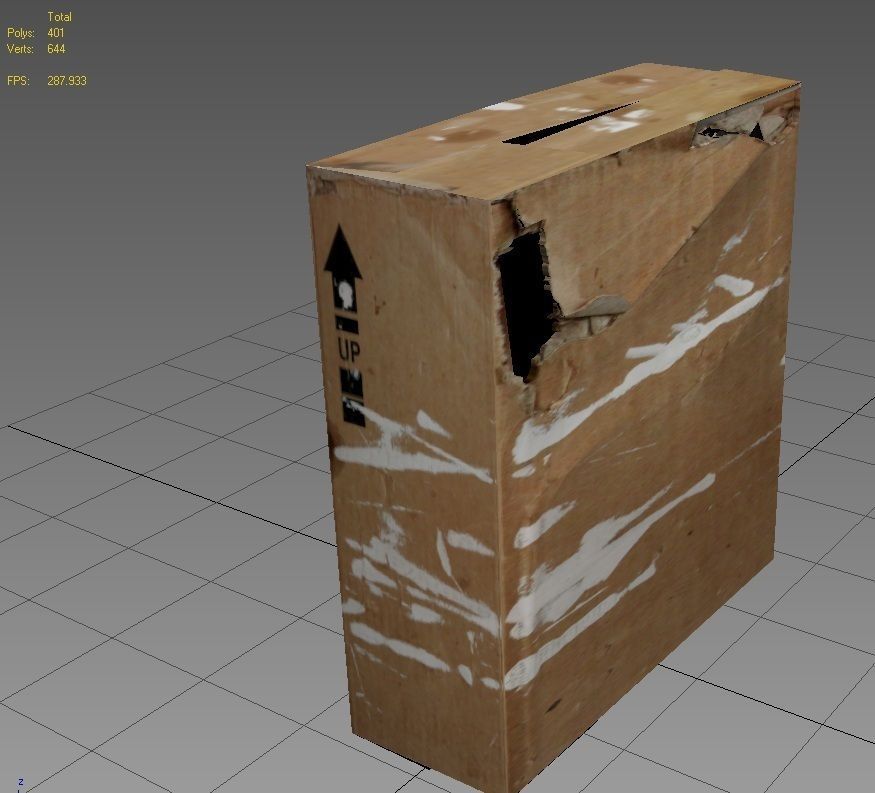 Crate 5 cardboard box Low-poly 3D model_3