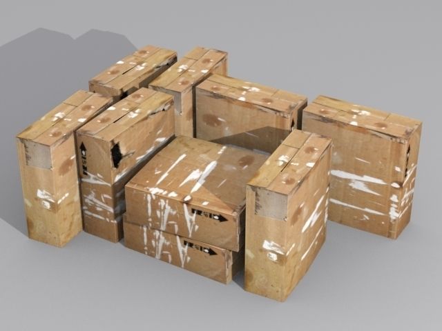 Crate 5 cardboard box Low-poly 3D model_1