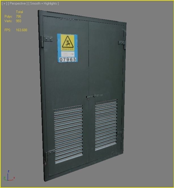 Door 11 Metal Double Low-poly 3D model_3