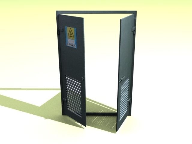 Door 11 Metal Double Low-poly 3D model_2