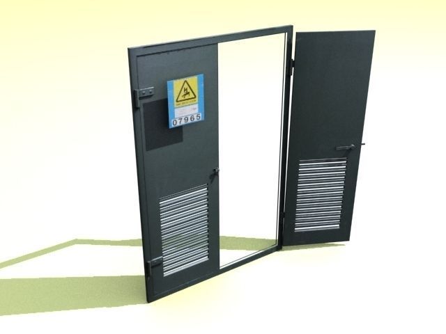 Door 11 Metal Double Low-poly 3D model_1