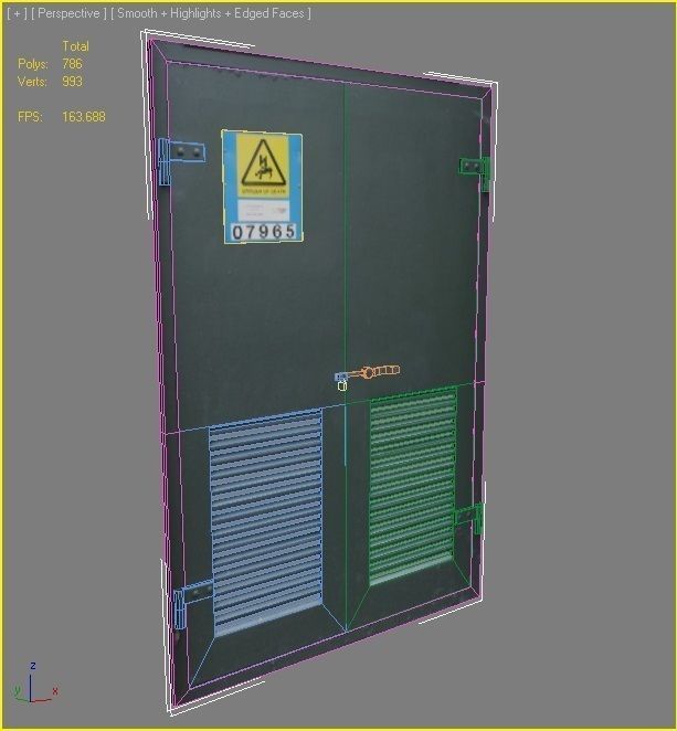 Door 11 Metal Double Low-poly 3D model_5