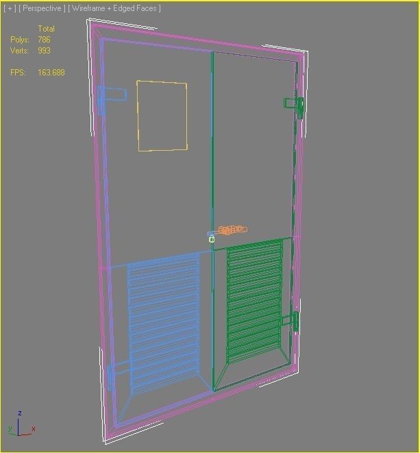 Door 11 Metal Double Low-poly 3D model_4