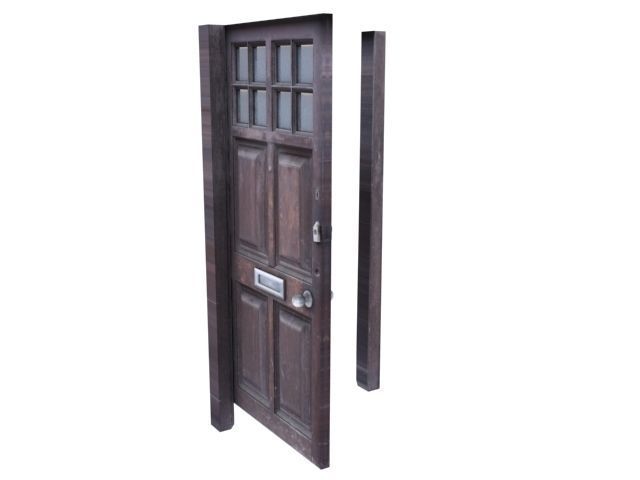 Door 17 Wooden Low-poly 3D model_1