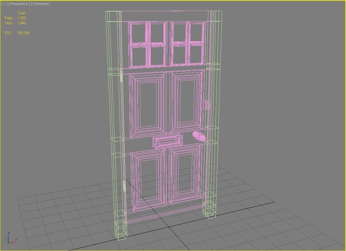 Door 17 Wooden Low-poly 3D model_5
