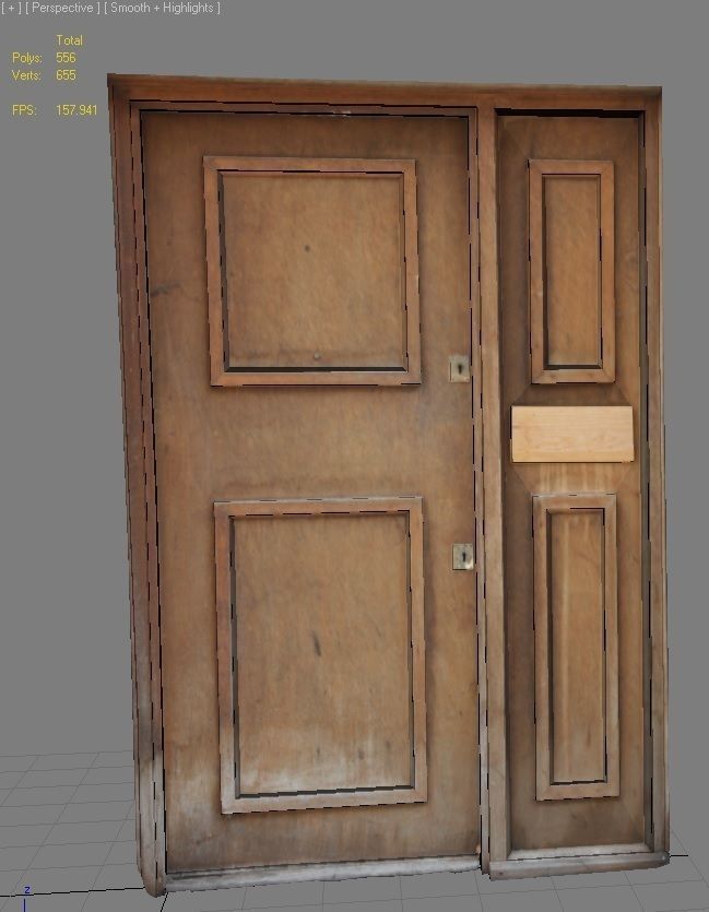Door 25 wooden Low-poly 3D model_3