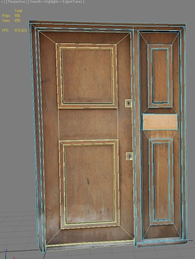 Door 25 wooden Low-poly 3D model_5