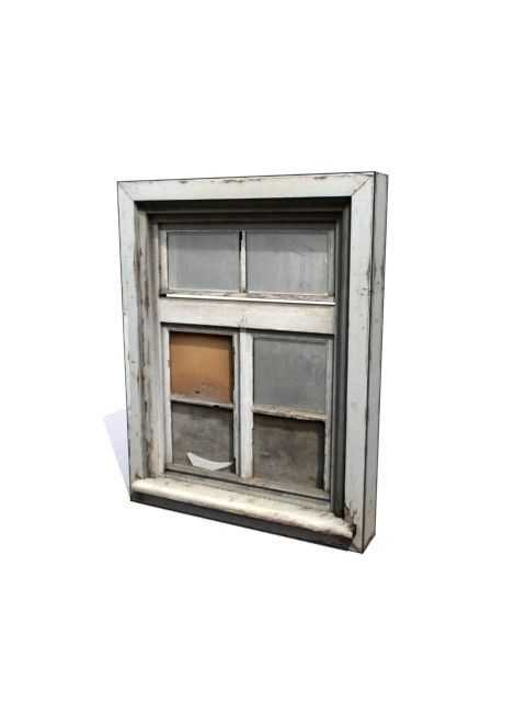 Window 6 wooden Low-poly 3D model_1