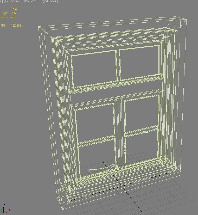 Window 6 wooden Low-poly 3D model_5