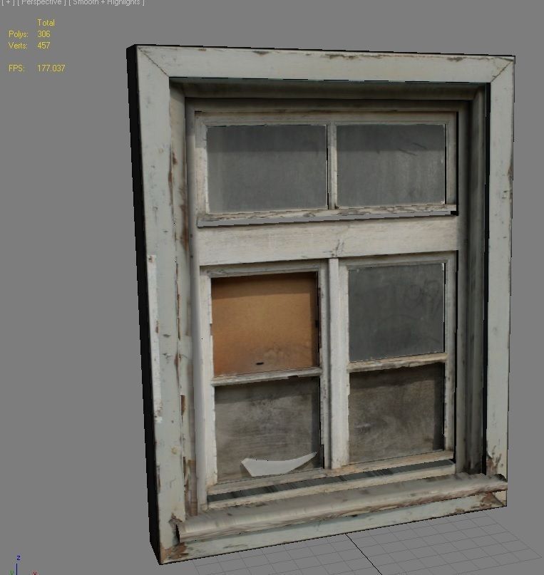 Window 6 wooden Low-poly 3D model_3