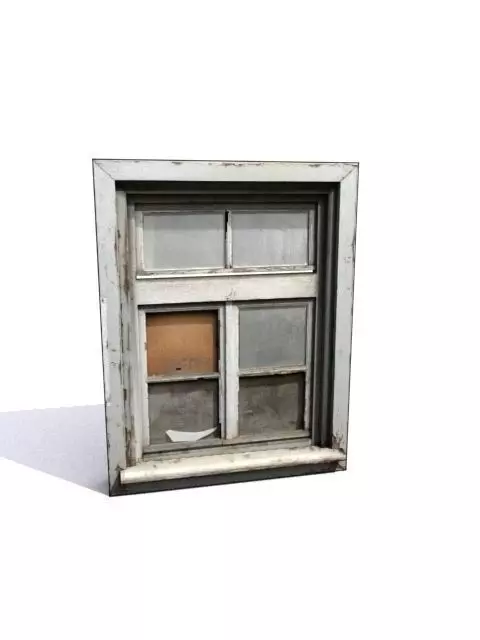 Window 6 wooden Low-poly 3D model_0