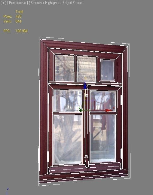 Window 7 wooden Low-poly 3D model_3