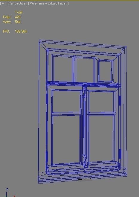 Window 7 wooden Low-poly 3D model_5